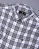 Cruze White With Black Waffle Dobby Check Shirt
