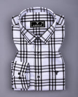 Cruze White With Black Waffle Dobby Check Shirt