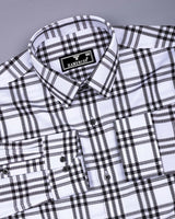 Cruze White With Black Waffle Dobby Check Shirt