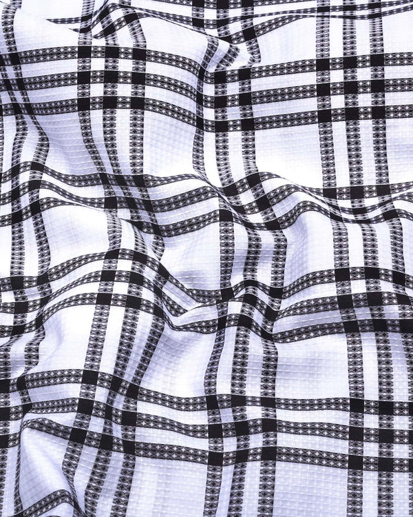 Cruze White With Black Waffle Dobby Check Shirt