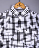 Cruze White With Black Waffle Dobby Check Shirt