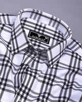 Cruze White With Black Waffle Dobby Check Shirt