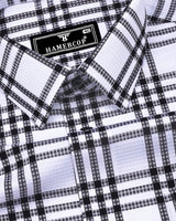Cruze White With Black Waffle Dobby Check Shirt