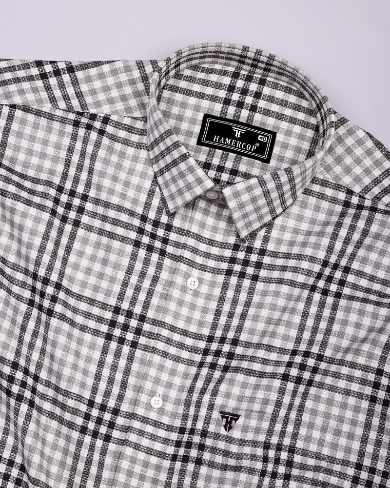 Pinot Wine With Gray Dobby Amsler Check Cotton Shirt