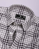 Pinot Wine With Gray Dobby Amsler Check Cotton Shirt