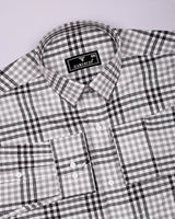 Pinot Wine With Gray Dobby Amsler Check Cotton Shirt