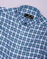 Horsen Blue Dobby Amsler Check Formal Cotton Shirt