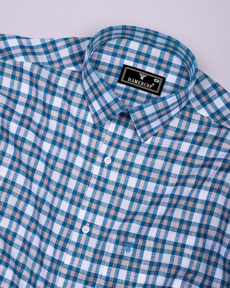 Horsen Blue Dobby Amsler Check Formal Cotton Shirt