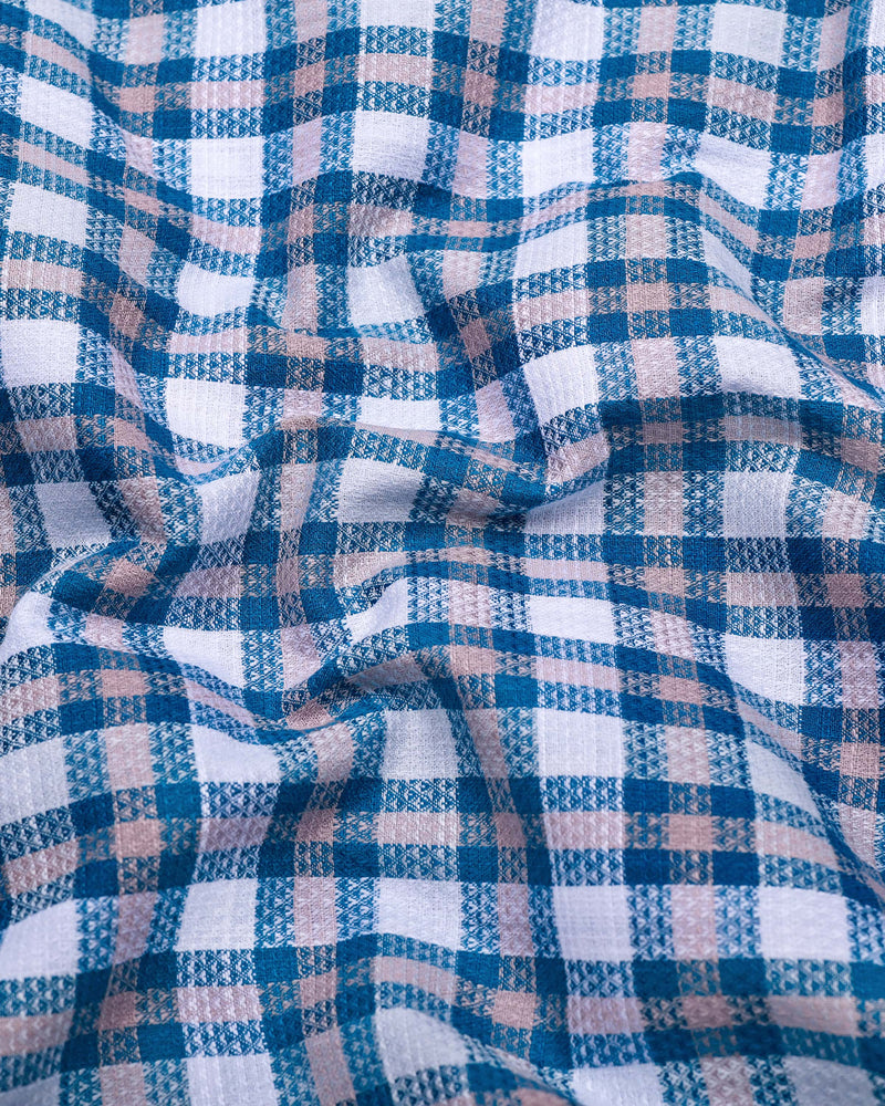 Horsen Blue Dobby Amsler Check Formal Cotton Shirt