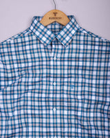 Horsen Blue Dobby Amsler Check Formal Cotton Shirt