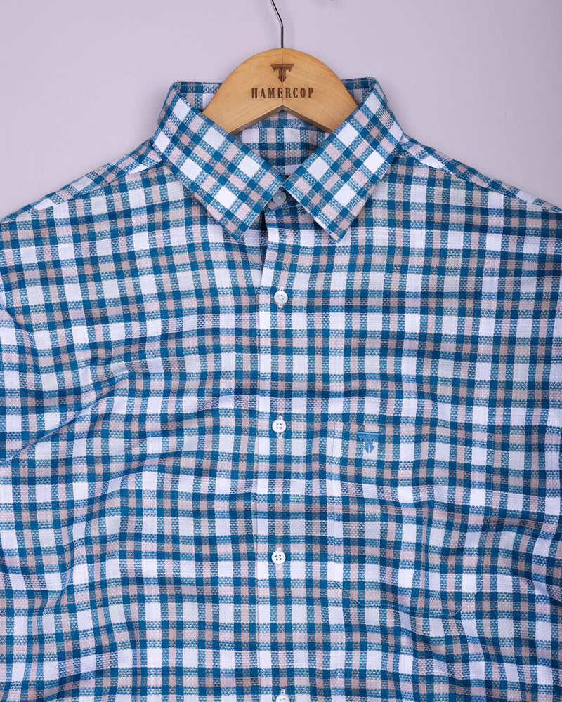 Horsen Blue Dobby Amsler Check Formal Cotton Shirt