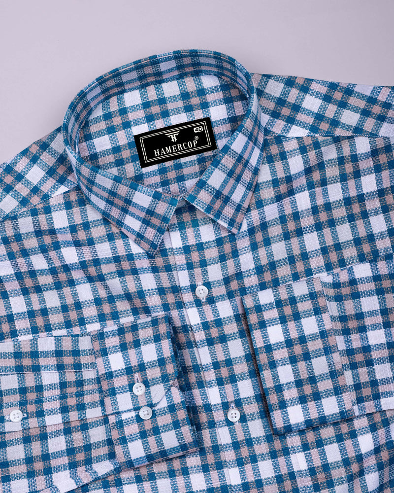 Horsen Blue Dobby Amsler Check Formal Cotton Shirt