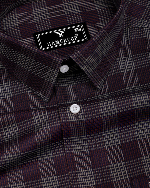 Prime Brown Houndstooth Check Premium Giza Shirt