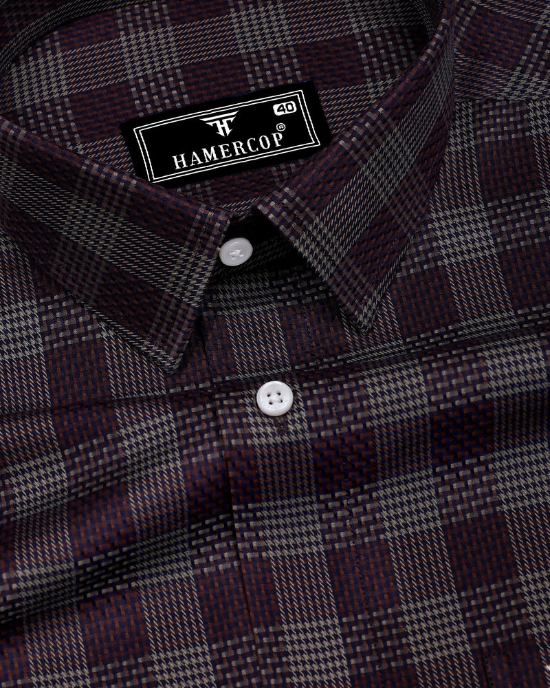 Prime Brown Houndstooth Check Premium Giza Shirt