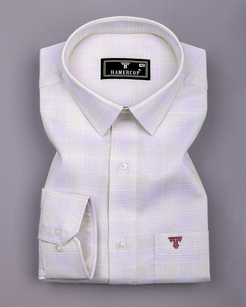 Moxic Pink With Cream Waffle Check Premium Giza Shirt