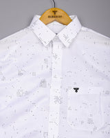Flores White Dot Printed Dobby Cotton Waffle Check Shirt