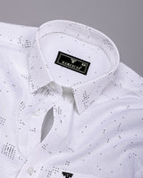 Flores White Dot Printed Dobby Cotton Waffle Check Shirt