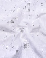 Flores White Dot Printed Dobby Cotton Waffle Check Shirt