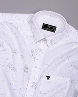 Flores White Dot Printed Dobby Cotton Waffle Check Shirt