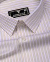 Linfen Cream With White Stripe Premium Giza Shirt