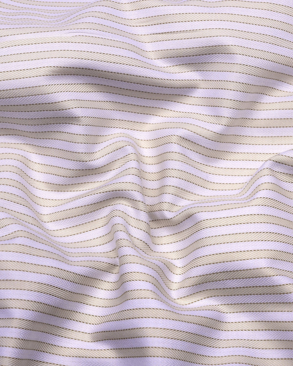 Linfen Cream With White Stripe Premium Giza Shirt