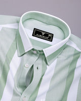 Denton Green With White Waffle Stripe Premium Giza Shirt