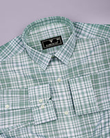 Dusty Green With White Check Linen Cotton Shirt