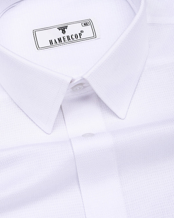 Jasmine White Dobby Texture Premium Cotton Shirt