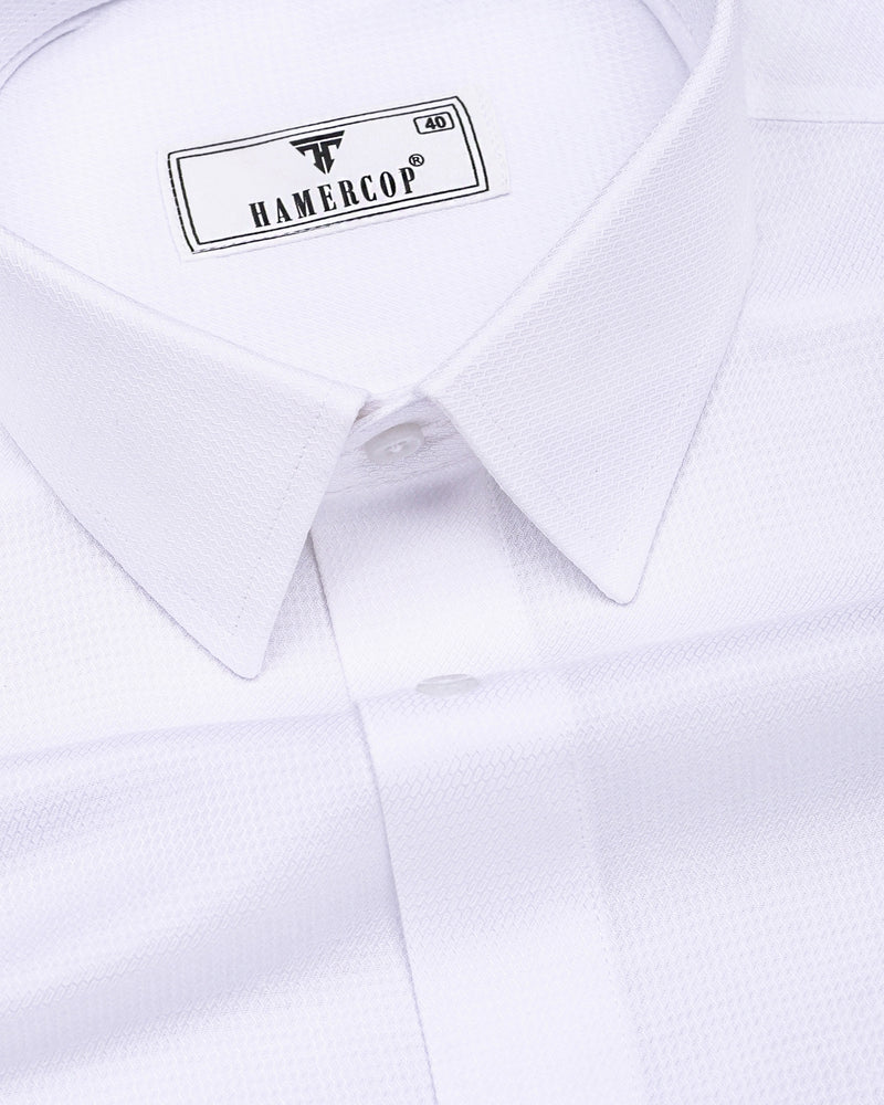 Jasmine White Dobby Texture Premium Cotton Shirt