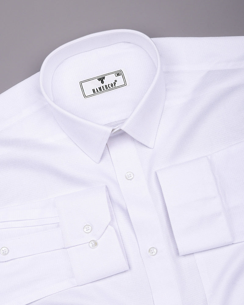Jasmine White Dobby Texture Premium Cotton Shirt