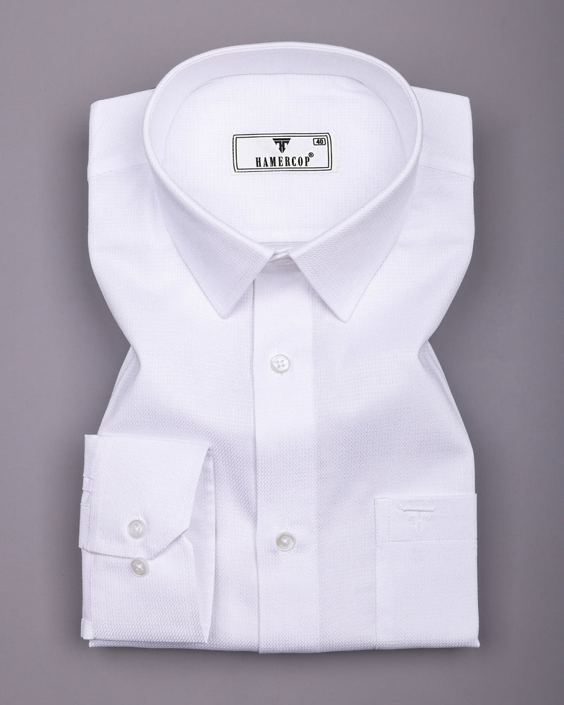 Jasmine White Dobby Texture Premium Cotton Shirt