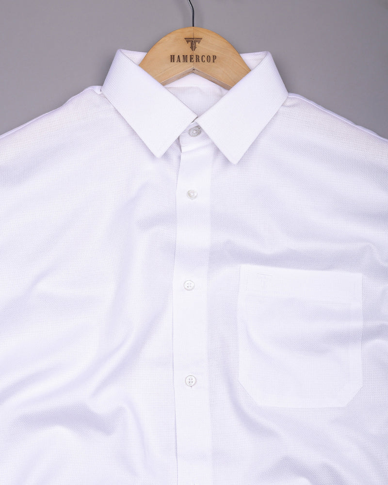 Jasmine White Dobby Texture Premium Cotton Shirt