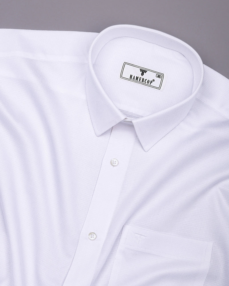Jasmine White Dobby Texture Premium Cotton Shirt