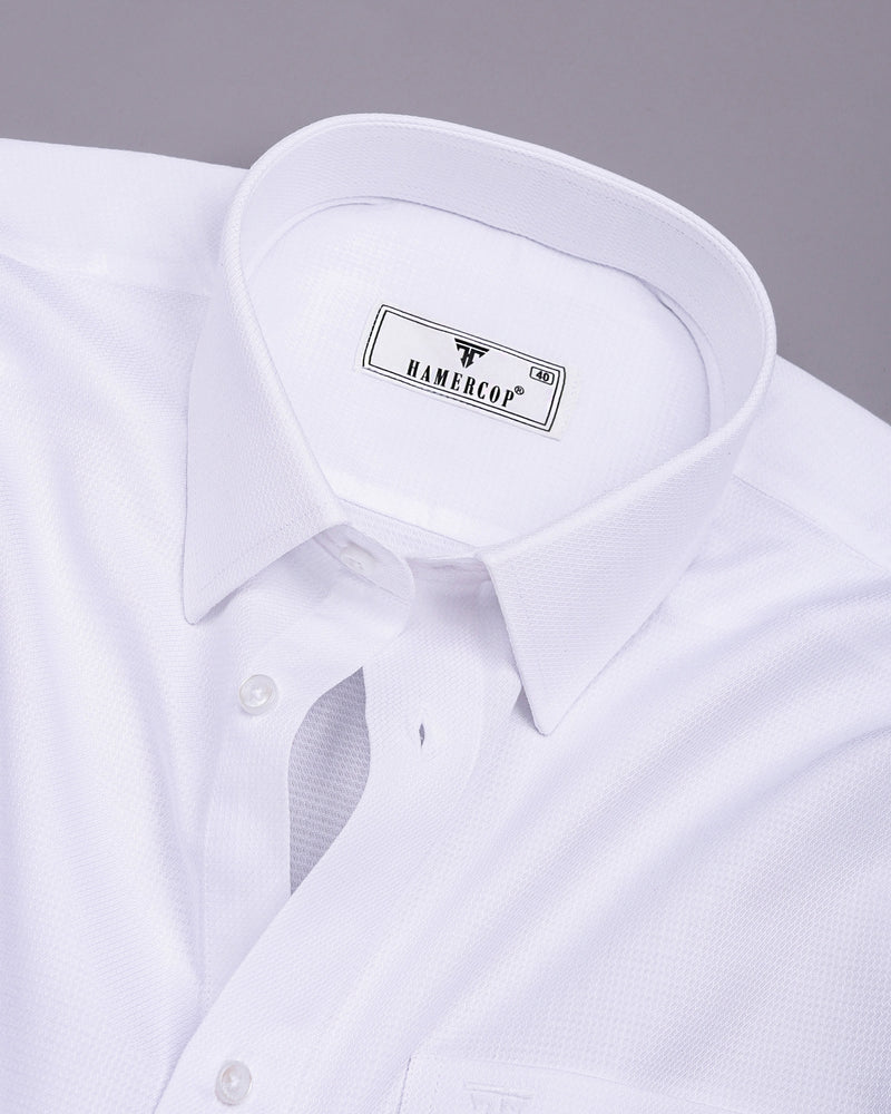 Jasmine White Dobby Texture Premium Cotton Shirt