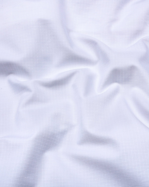 Chalk White Self Check Dobby Cotton Shirt