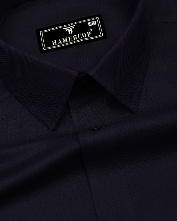 Nighthue Indigo Blue Dobby Texture Premium Giza Shirt