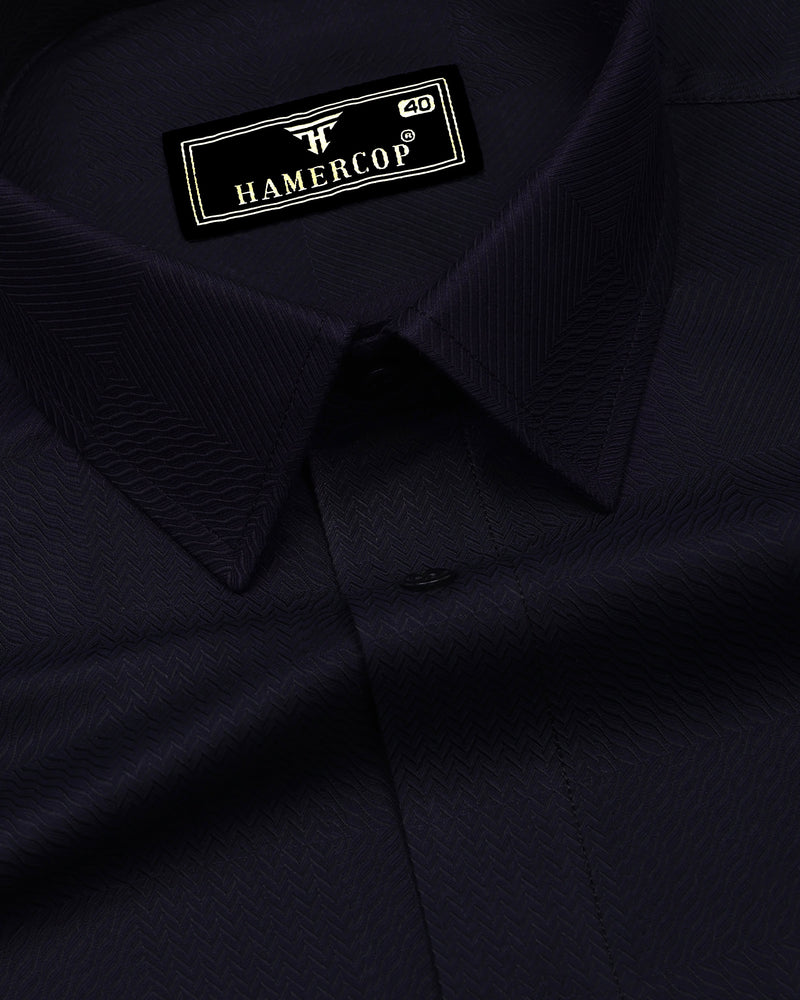 Nighthue Indigo Blue Dobby Texture Premium Giza Shirt