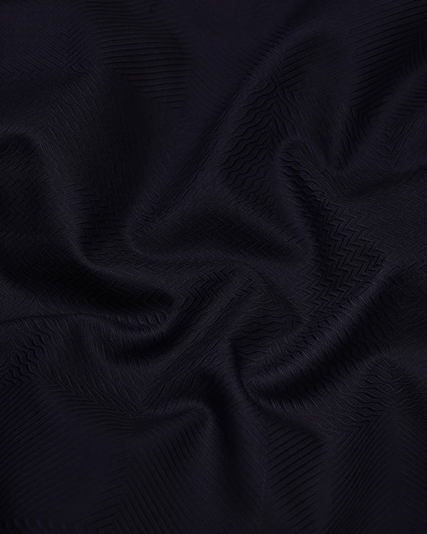 Nighthue Indigo Blue Dobby Texture Premium Giza Shirt