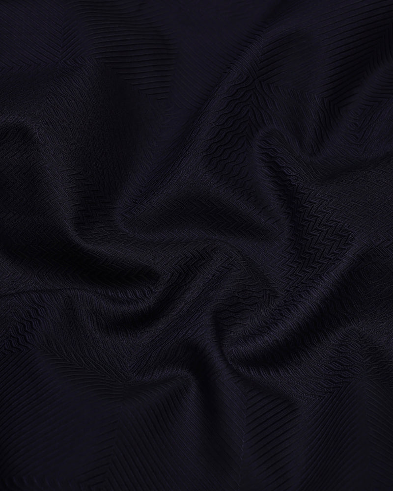 Nighthue Indigo Blue Dobby Texture Premium Giza Shirt