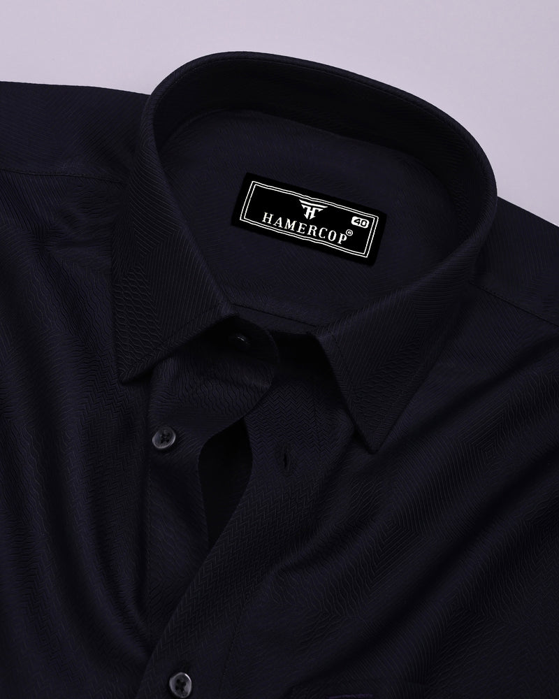 Nighthue Indigo Blue Dobby Texture Premium Giza Shirt