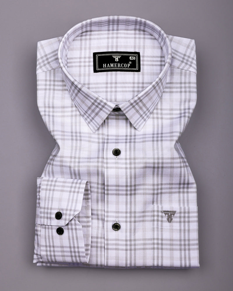 Gray With White Check Dobby Cotton Shirt