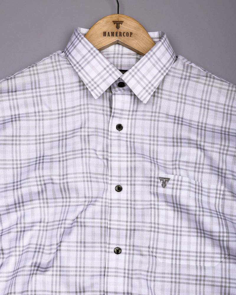 Gray With White Check Dobby Cotton Shirt