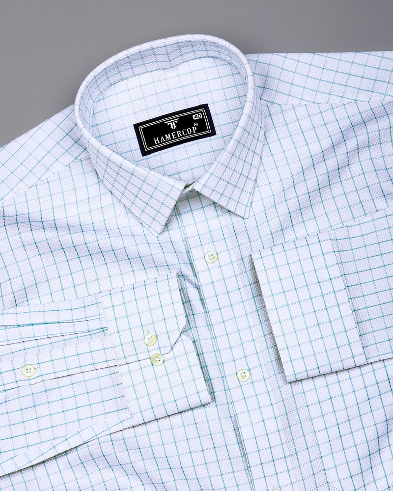 Dusty Blue With White Python Texture Dobby Cotton Shirt