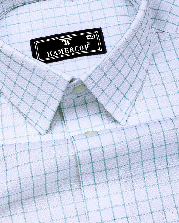 Dusty Blue With White Python Texture Dobby Cotton Shirt