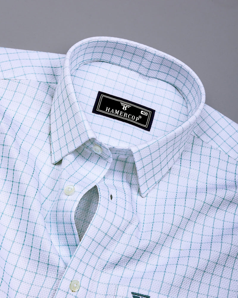 Dusty Blue With White Python Texture Dobby Cotton Shirt