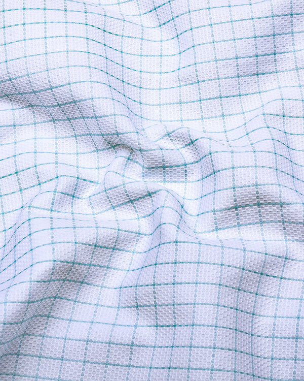 Dusty Blue With White Python Texture Dobby Cotton Shirt