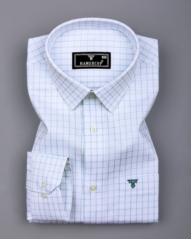 Dusty Blue With White Python Texture Dobby Cotton Shirt