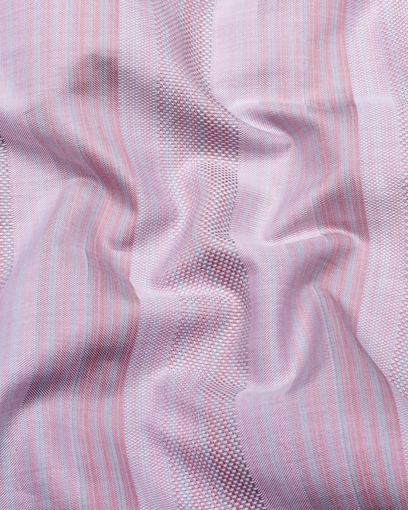 Unicorn Pink Weft Stripe Premium Dobby Cotton Shirt