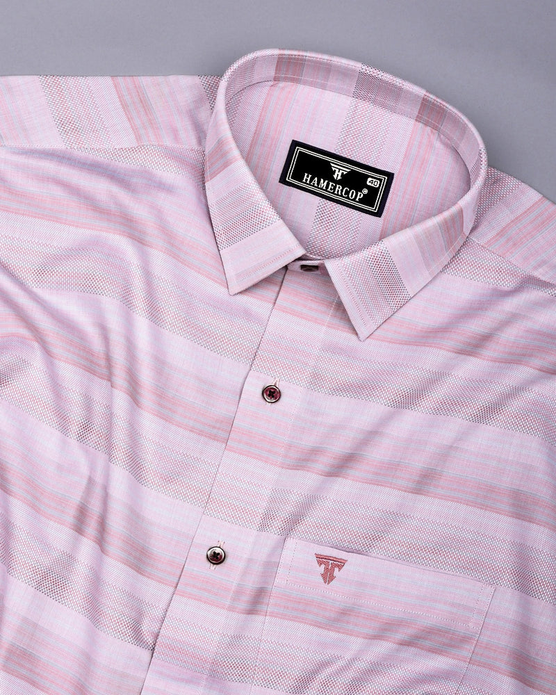 Unicorn Pink Weft Stripe Premium Dobby Cotton Shirt