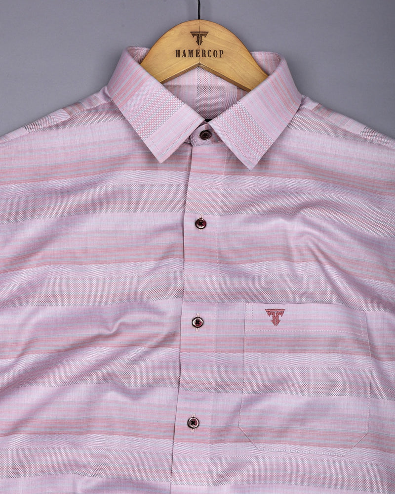 Unicorn Pink Weft Stripe Premium Dobby Cotton Shirt